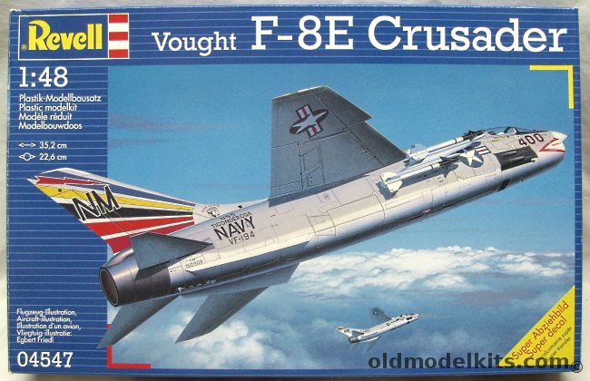 Revell 1/48 Vought F-8E Crusader - US Navy VF-194 USS Ticonderoga 1966 / French Navy 12 Flottille Carrier Clemenceau 1987 (Ex-Monogram) - (F8EFN / F8U), 04547 plastic model kit